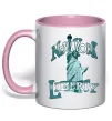 Чашка з кольоровою ручкою New York Liberty Ніжно рожевий фото