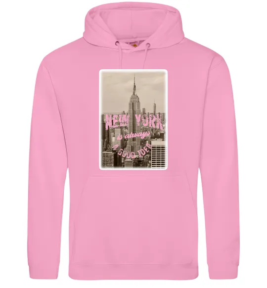 Мужская толстовка (худи) New York is always good idea Розовый фото