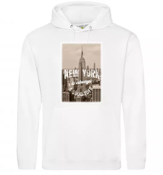 Чоловіча толстовка (худі) New York is always good idea Білий фото