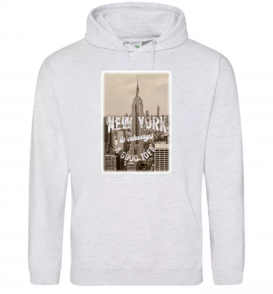 Женская толстовка (худи) New York is always good idea Серый меланж фото