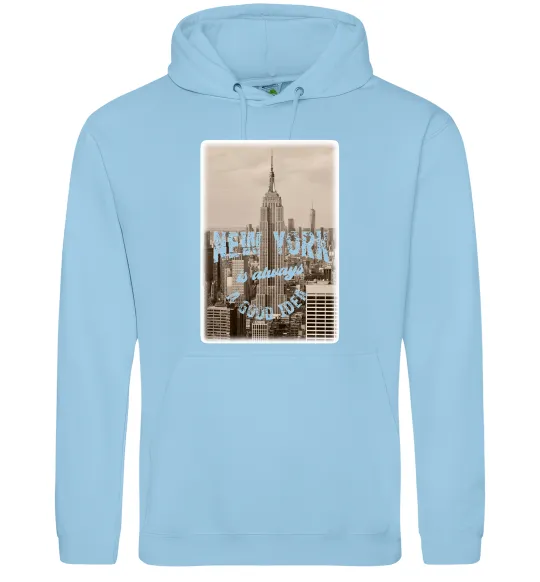 Жіноча толстовка (худі) New York is always good idea Блакитний фото