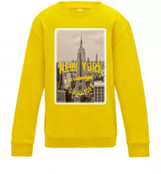 Детский Свитшот New York is always good idea Солнечно желтый фото