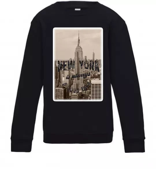 Детский Свитшот New York is always good idea Черный фото