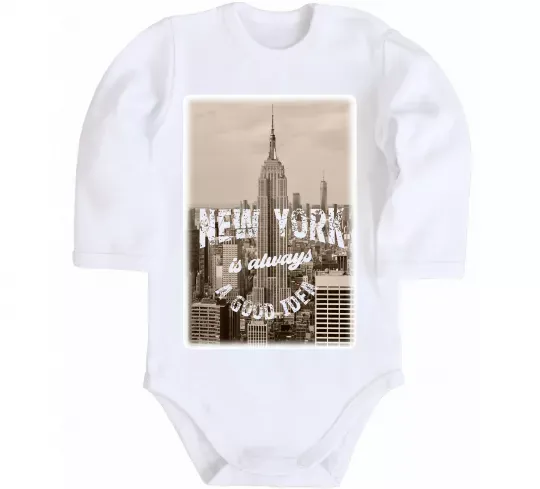 Дитячий бодік New York is always good idea Білий фото