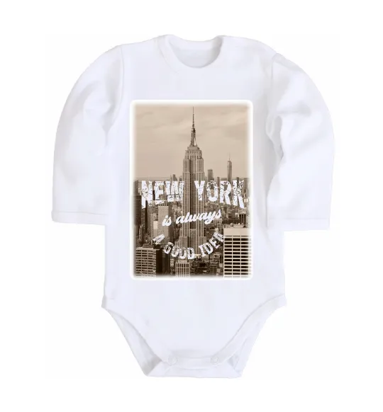 Дитячий бодік New York is always good idea Білий фото