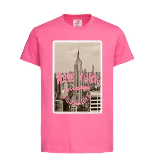 Детская футболка New York is always good idea Ярко-розовый фото