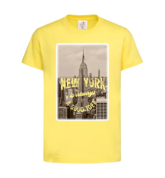 Детская футболка New York is always good idea Лимонный фото