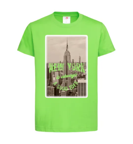 Детская футболка New York is always good idea Лаймовый фото