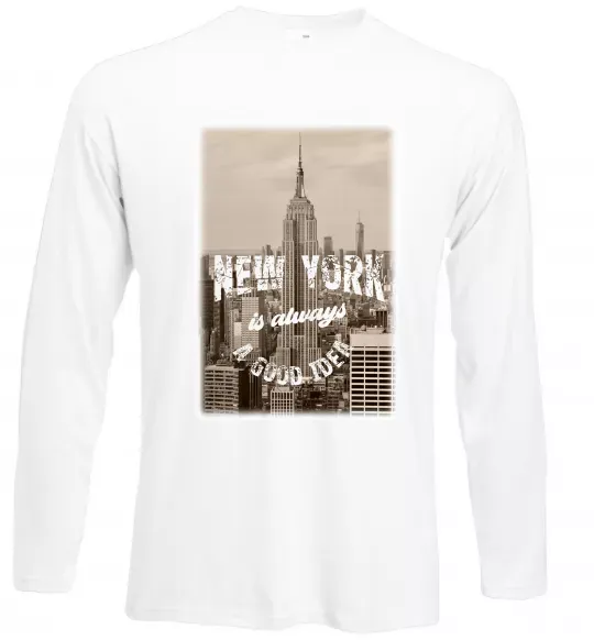 Лонгслив New York is always good idea Белый фото