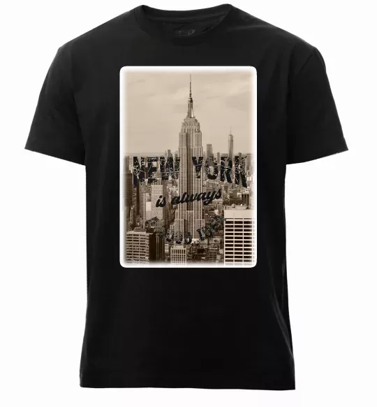 Мужская премиум футболка New York is always good idea Черный фото