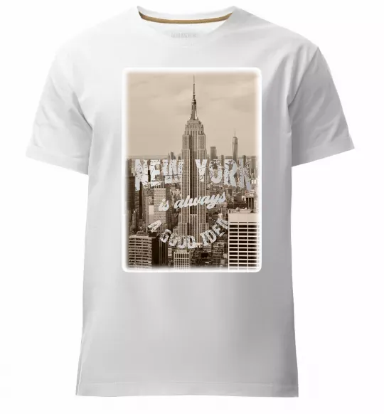 Мужская премиум футболка New York is always good idea Белый фото