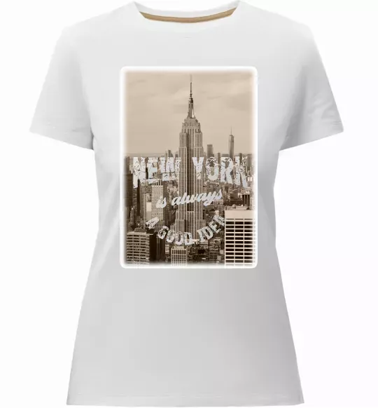 Женская премиум футболка New York is always good idea Белый фото