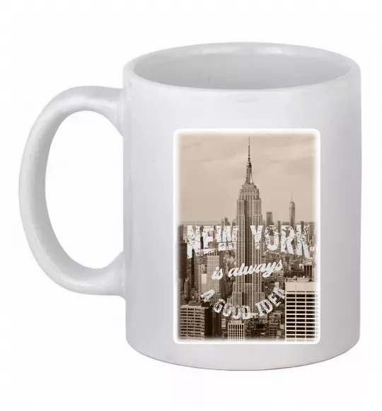 Чашка керамическая New York is always good idea Белый фото