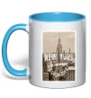 Чашка з кольоровою ручкою New York is always good idea Блакитний фото