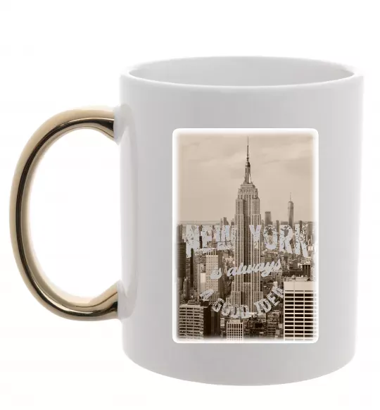 Чашка з кольоровою ручкою New York is always good idea Золото фото