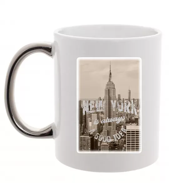 Чашка з кольоровою ручкою New York is always good idea Срібло фото