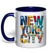 Чашка з кольоровою ручкою New York city напис Глибокий темно-синій фото