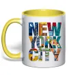 Чашка з кольоровою ручкою New York city напис Лимонний фото