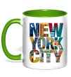 Чашка з кольоровою ручкою New York city напис Зелений фото