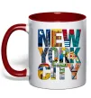 Чашка з кольоровою ручкою New York city напис Червоний фото