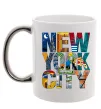 Чашка з кольоровою ручкою New York city напис Срібло фото
