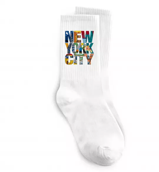 Шкарпетки New York city напис Білий фото