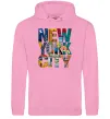 Мужская толстовка (худи) New York city напис Розовый фото