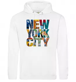 Мужская толстовка (худи) New York city напис Белый фото