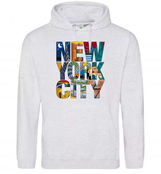 Мужская толстовка (худи) New York city напис Серый меланж фото