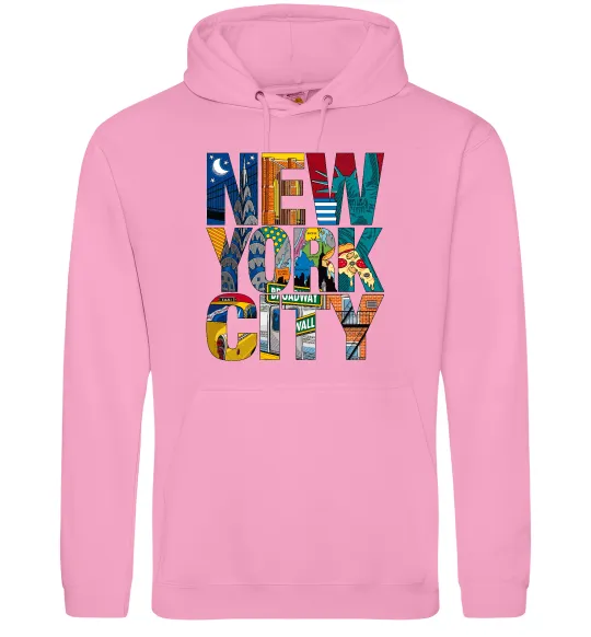 Женская толстовка (худи) New York city напис Розовый фото