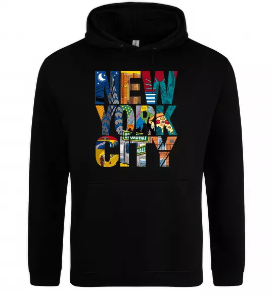 Женская толстовка (худи) New York city напис Черный фото