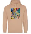 Женская толстовка (худи) New York city напис Песочный фото