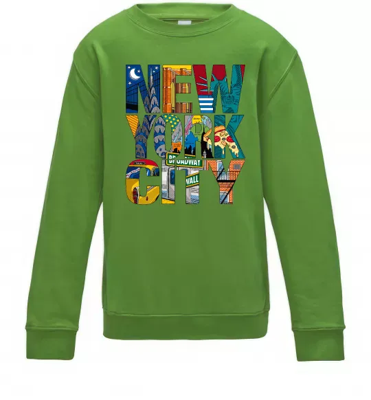 Детский Свитшот New York city напис Лаймовый фото