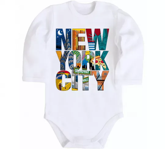 Дитячий бодік New York city напис Білий фото