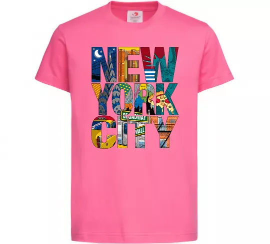 Детская футболка New York city напис Ярко-розовый фото