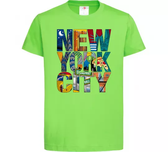Детская футболка New York city напис Лаймовый фото