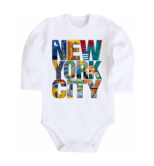 Детский боди New York city напис Белый фото