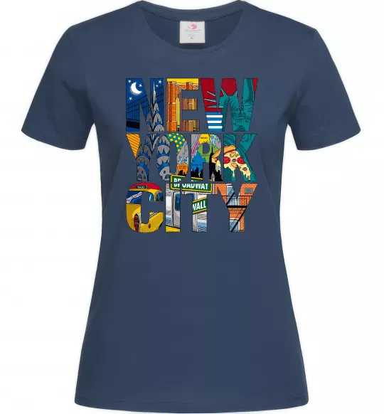 Жіноча футболка New York city напис Темно-синій фото