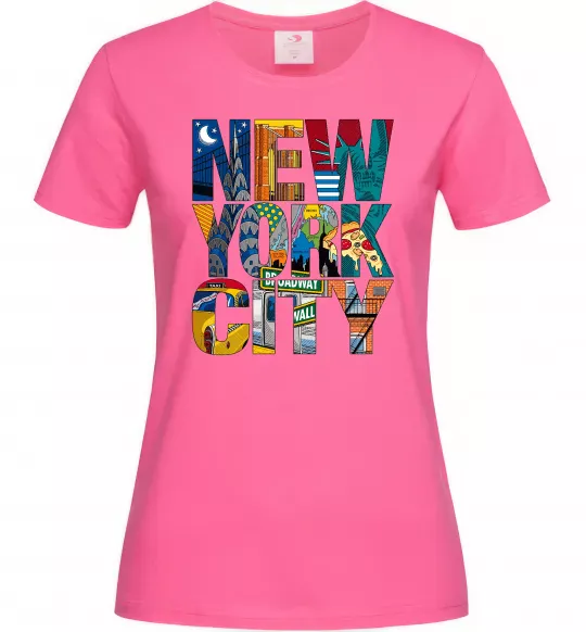 Жіноча футболка New York city напис Яскраво-рожевий фото