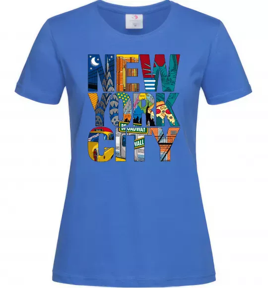 Жіноча футболка New York city напис Яскраво-синій фото