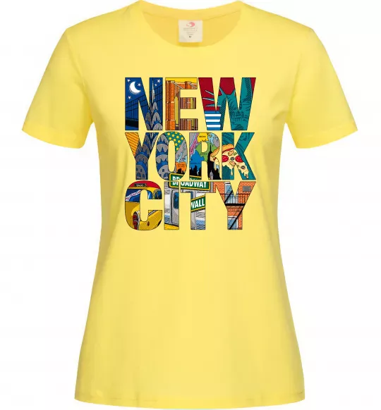 Жіноча футболка New York city напис Лимонний фото