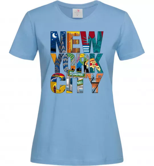 Жіноча футболка New York city напис Блакитний фото
