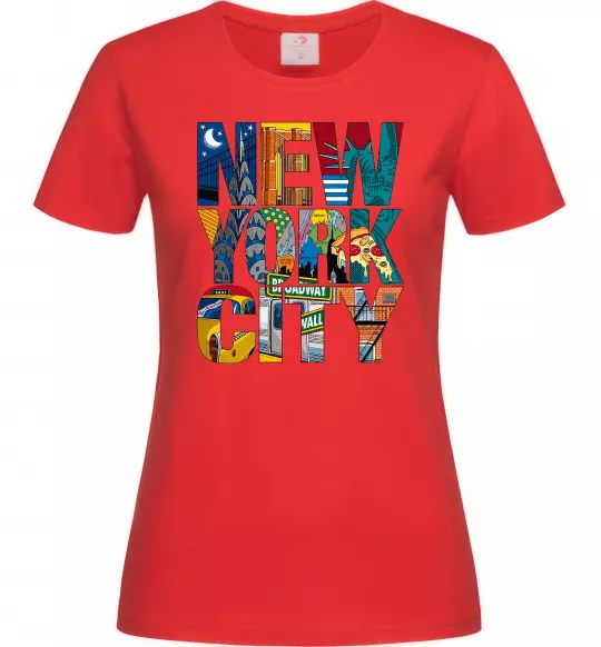 Жіноча футболка New York city напис Червоний фото
