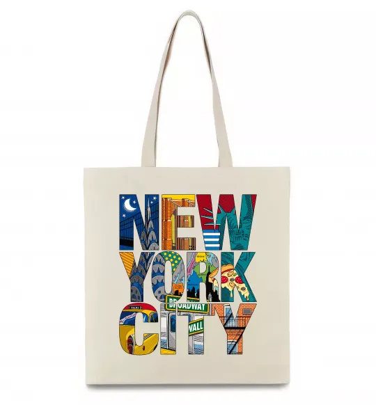 Еко-сумка New York city напис Бежевий фото