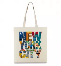 Эко-сумка New York city напис Бежевый фото