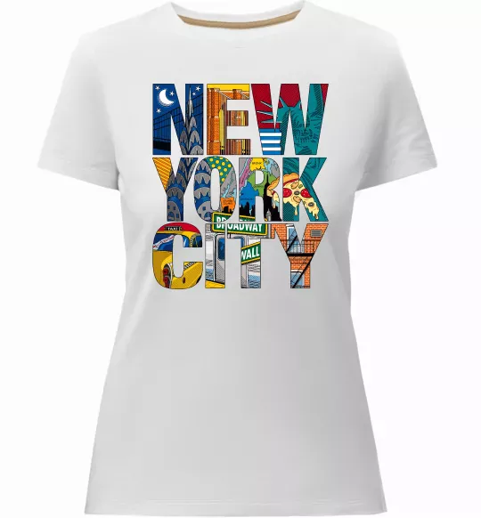 Женская премиум футболка New York city напис Белый фото