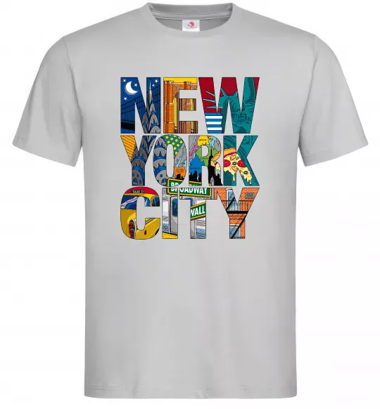 Чоловіча футболка New York city напис Сірий фото
