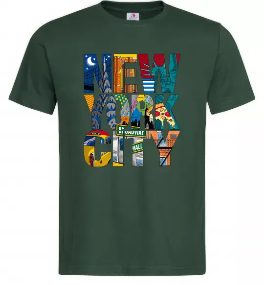 Чоловіча футболка New York city напис Темно-зелений фото