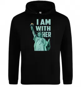 Мужская толстовка (худи) I am with her Черный фото