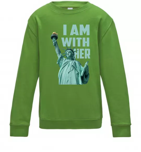 Дитячий світшот I am with her Лаймовий фото